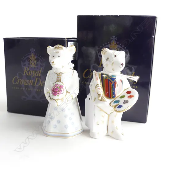 Two  Royal Crown Derby bears  Artist Claude and Bride